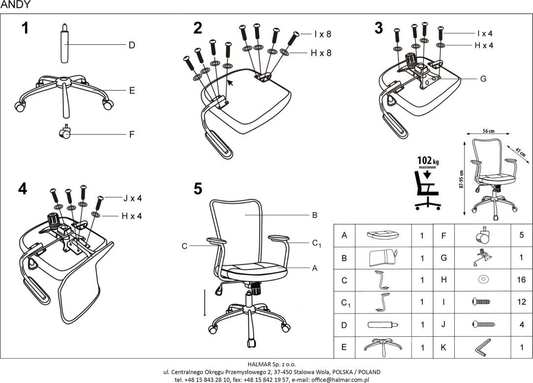 Office Chair Andy | size: Width: 56cm, Height: 95cm, Depth: 41cm | color: Green | image: 4 | variant: 1005069