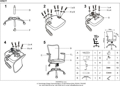Office Chair Andy | size: Width: 56cm, Height: 95cm, Depth: 41cm | color: Green | image: 4 | variant: 1005069