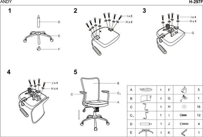 Office Chair Andy | size: Width: 56cm, Height: 95cm, Depth: 41cm | color: Pink | image: 3 | variant: 1005068