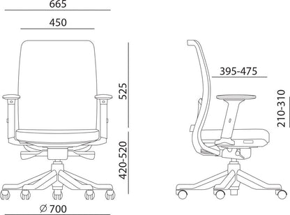 Office Chair Anggun | size: Width: 70cm, Height: 130.5cm, Depth: 70cm | color: Black | image: 6 | variant: 1005203