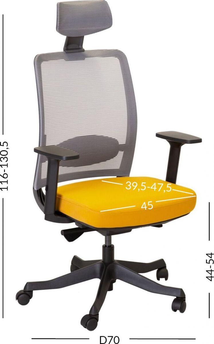 Office Chair Anggun | size: Width: 70cm, Height: 135.5cm, Depth: 70cm | color: Yellow | image: 7 | variant: 1005202