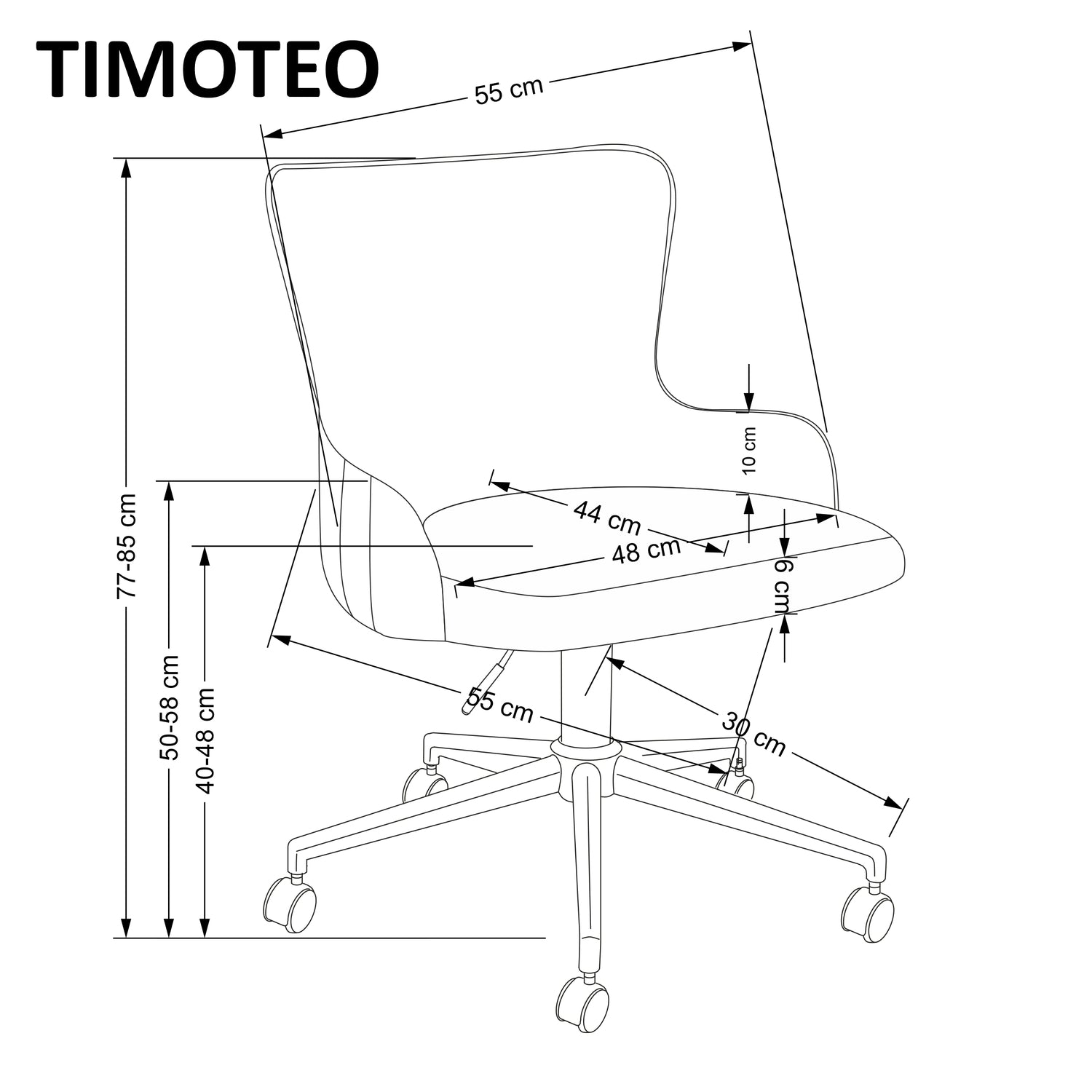 Office Chair Arezzo | size: Width: 55cm, Height: 77cm, Depth: 55cm | color: Grey/Gold | image: 2 | variant: 1002961