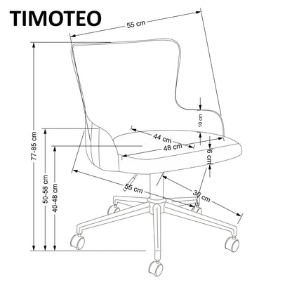Office Chair Arezzo | size: Width: 55cm, Height: 77cm, Depth: 55cm | color: Grey/Gold | image: 2 | variant: 1002961