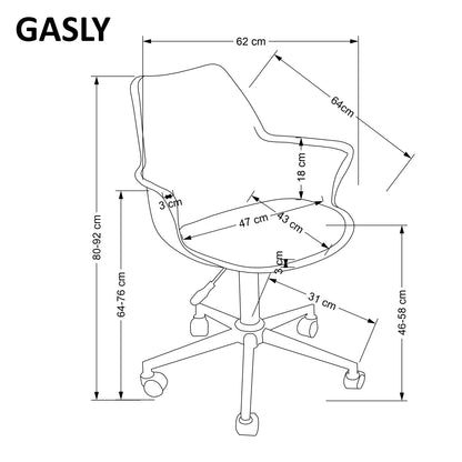Office Chair Asti | size: Width: 62cm, Height: 80cm, Depth: 64cm | color: White | image: 2 | variant: 1002899