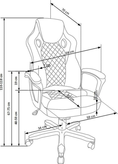 Office Chair Baffin | size: Width: 64cm, Height: 118cm, Depth: 70cm | color: Black | image: 7 | variant: 1011620