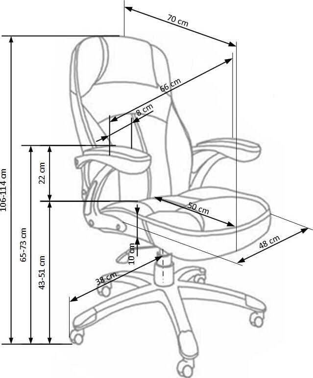 Office Chair Carlos | size: Width: 66cm, Height: 114cm, Depth: 70cm | color: Black | image: 8 | variant: 1005080
