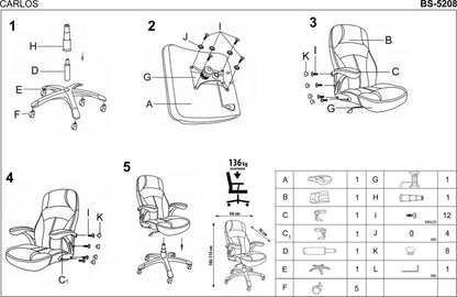 Office Chair Carlos | size: Width: 66cm, Height: 114cm, Depth: 70cm | color: Brown | image: 7 | variant: 1005079