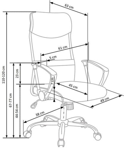 Office Chair Carrara | size: Width: 61cm, Height: 120cm, Depth: 63cm | color: Black/Grey | image: 5 | variant: 1002981