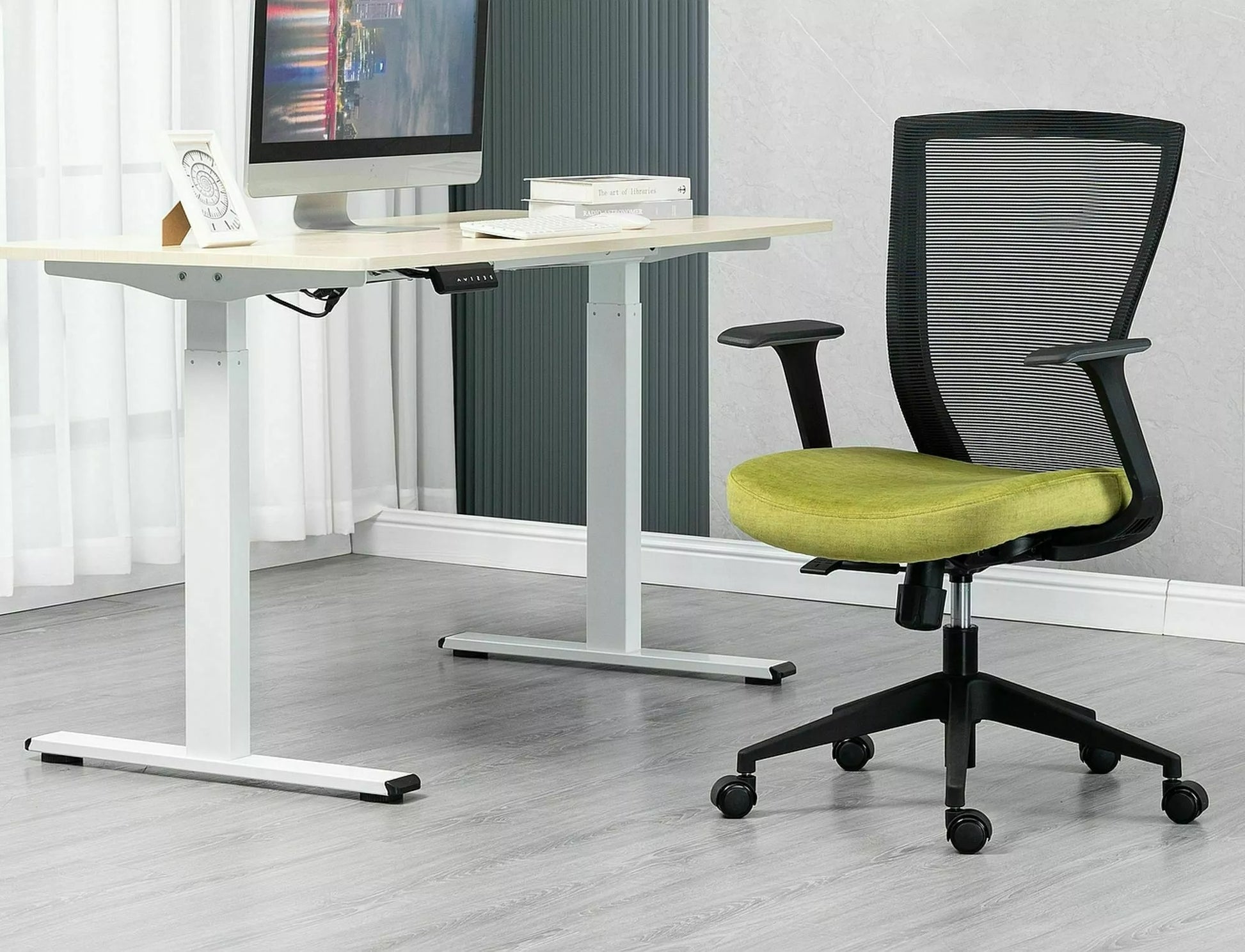 Office Chair Chesterfield | size: Width: 59cm, Height: 107cm, Depth: 48cm | color: Black/Green | image: 5 | variant: 1004200