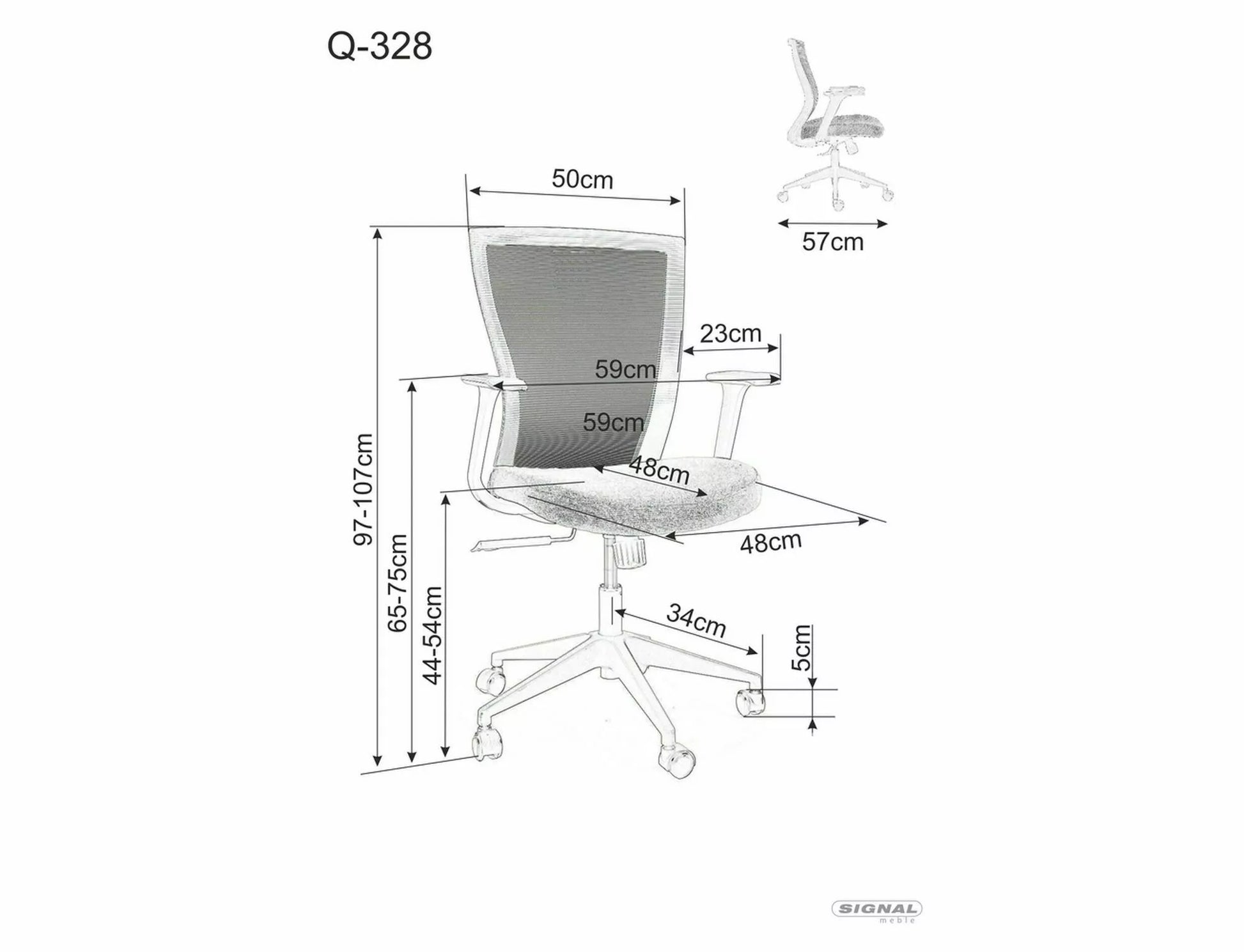 Office Chair Chesterfield | size: Width: 59cm, Height: 107cm, Depth: 48cm | color: Black/Grey | image: 3 | variant: 1004199