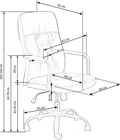 Office Chair Colin | size: Width: 54cm, Height: 110cm, Depth: 57cm | color: Gray | image: 9 | variant: 1011963