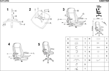 Office Chair Colleferro | size: Width: 67cm, Height: 120cm, Depth: 65cm | color: White | image: 3 | variant: 1002946