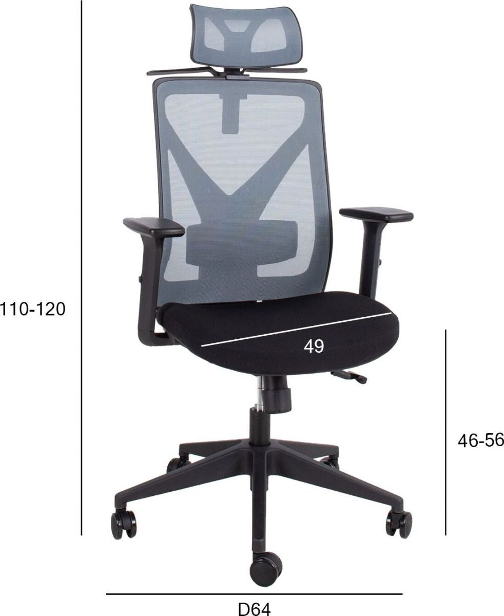 Office Chair Colwyn Bay | size: Width: 64cm, Height: 110-120cm, Depth: 65cm | color: Gray | image: 9 | variant: 1001203