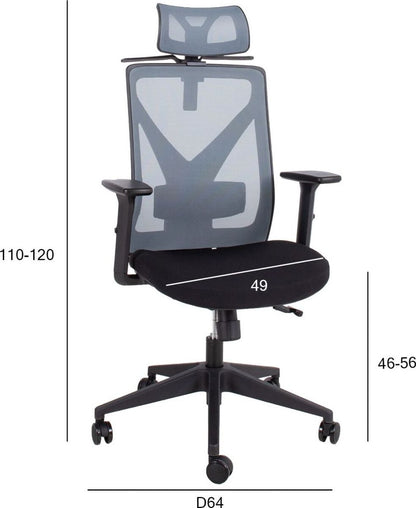 Office Chair Colwyn Bay | size: Width: 64cm, Height: 110-120cm, Depth: 65cm | color: Gray | image: 9 | variant: 1001203