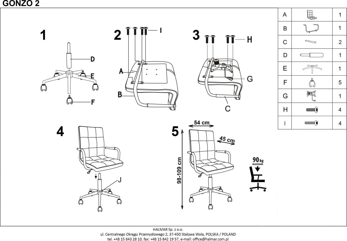 Office Chair Como | size: Width: 53cm, Height: 105cm, Depth: 60cm | color: Gray | image: 7 | variant: 1002908