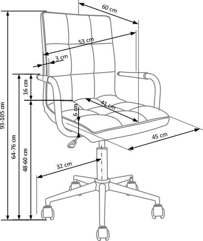Office Chair Como | size: Width: 53cm, Height: 105cm, Depth: 60cm | color: Pink | image: 7 | variant: 1002909