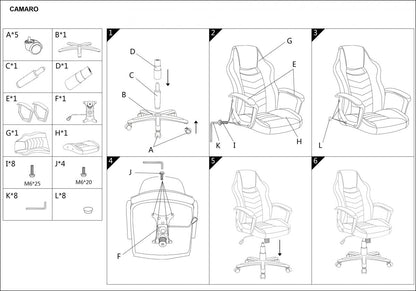 Office Chair Dudley | size: Width: 59cm, Height: 106-116cm, Depth: 49cm | color: Black/Red | image: 3 | variant: 1004217