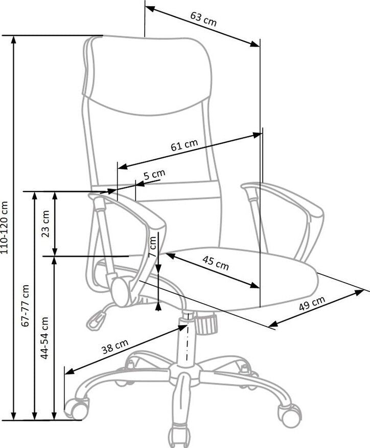 Office Chair East Bishop Auckland | size: Width: 61cm, Height: 120cm, Depth: 63cm | color: Black/Grey | image: 7 | variant: 1007010