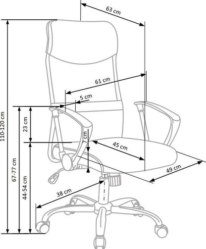 Office Chair East Bishop Auckland | size: Width: 61cm, Height: 120cm, Depth: 63cm | color: Black/Grey | image: 7 | variant: 1007010