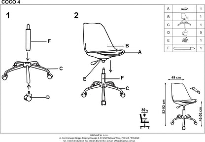 Office Chair East Bromsgrove | size: Width: 49cm, Height: 92cm, Depth: 42cm | color: Gray | image: 4 | variant: 1007014