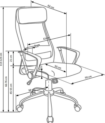 Office Chair East Cannock | size: Width: 61cm, Height: 123cm, Depth: 64cm | color: Gray | image: 4 | variant: 1007016