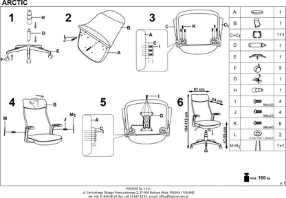 Office Chair East Catterick | size: Width: 62cm, Height: 110cm, Depth: 62cm | color: Gray | image: 7 | variant: 1007017