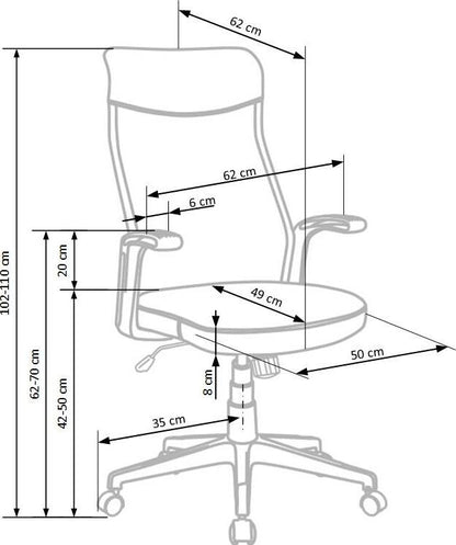 Office Chair East Catterick | size: Width: 62cm, Height: 110cm, Depth: 62cm | color: Gray | image: 8 | variant: 1007017