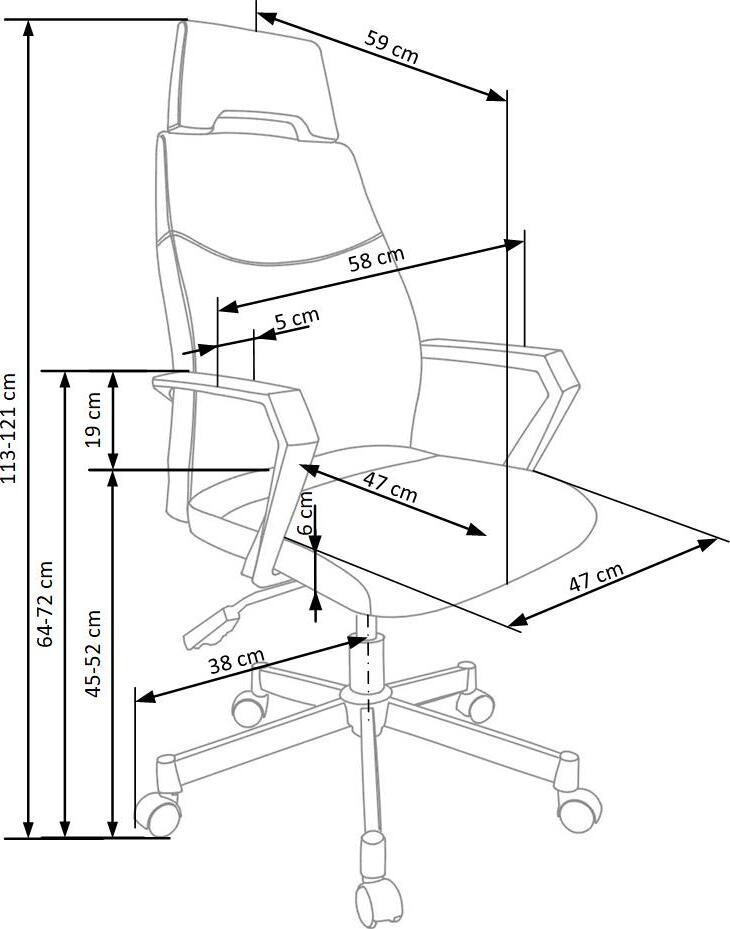 Office Chair East Chester | size: Width: 58cm, Height: 121cm, Depth: 59cm | color: Gray | image: 3 | variant: 1007018