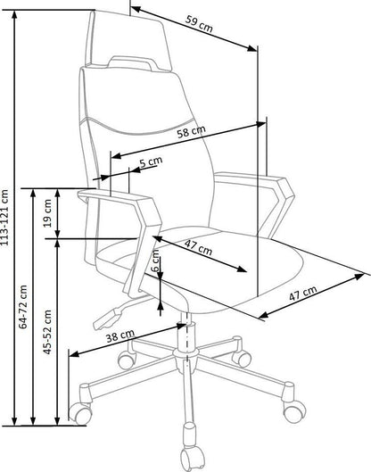 Office Chair East Chester | size: Width: 58cm, Height: 121cm, Depth: 59cm | color: Gray | image: 3 | variant: 1007018