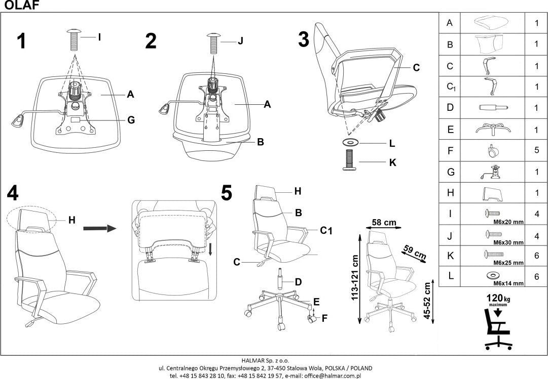 Office Chair East Chester | size: Width: 58cm, Height: 121cm, Depth: 59cm | color: Gray | image: 4 | variant: 1007018