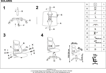 Office Chair East Christchurch | size: Width: 58cm, Height: 124cm, Depth: 62cm | color: Gray | image: 3 | variant: 1007019