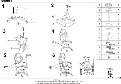 Office Chair East Dronfield | size: Width: 61cm, Height: 109cm, Depth: 48cm | color: Black | image: 3 | variant: 1007022
