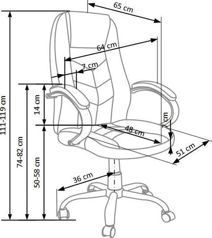 Office Chair East Huntingdon | size: Width: 64cm, Height: 119cm, Depth: 65cm | color: Brown | image: 3 | variant: 1007027