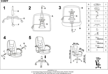 Office Chair East Huntingdon | size: Width: 64cm, Height: 119cm, Depth: 65cm | color: Brown | image: 4 | variant: 1007027