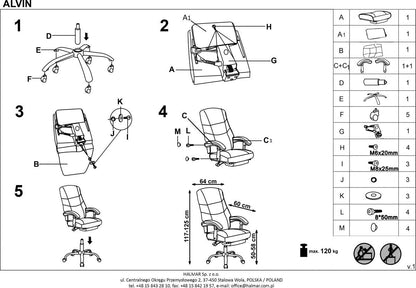 Office Chair East Malvern | size: Width: 66cm, Height: 118cm, Depth: 70cm | color: Black | image: 9 | variant: 1007035