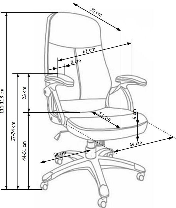 Office Chair Edison | size: Width: 64cm, Height: 118cm, Depth: 70cm | color: Black | image: 2 | variant: 1011560