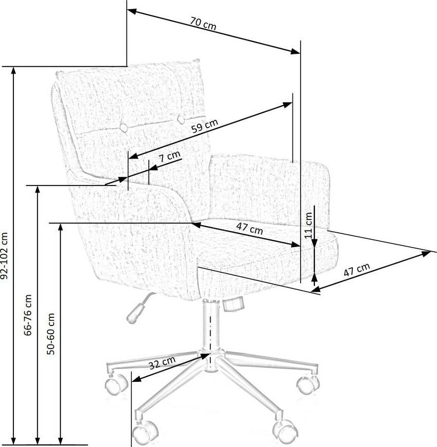Office Chair Flores | size: Width: 59cm, Height: 102cm, Depth: 70cm | color: Gray | image: 7 | variant: 1005101