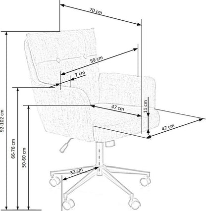 Office Chair Flores | size: Width: 59cm, Height: 102cm, Depth: 70cm | color: Gray | image: 7 | variant: 1005101