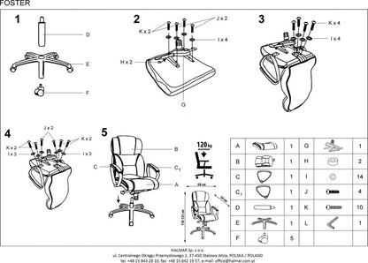 Office Chair Foster | size: Width: 68cm, Height: 118cm, Depth: 54cm | color: Brown | image: 4 | variant: 1005106