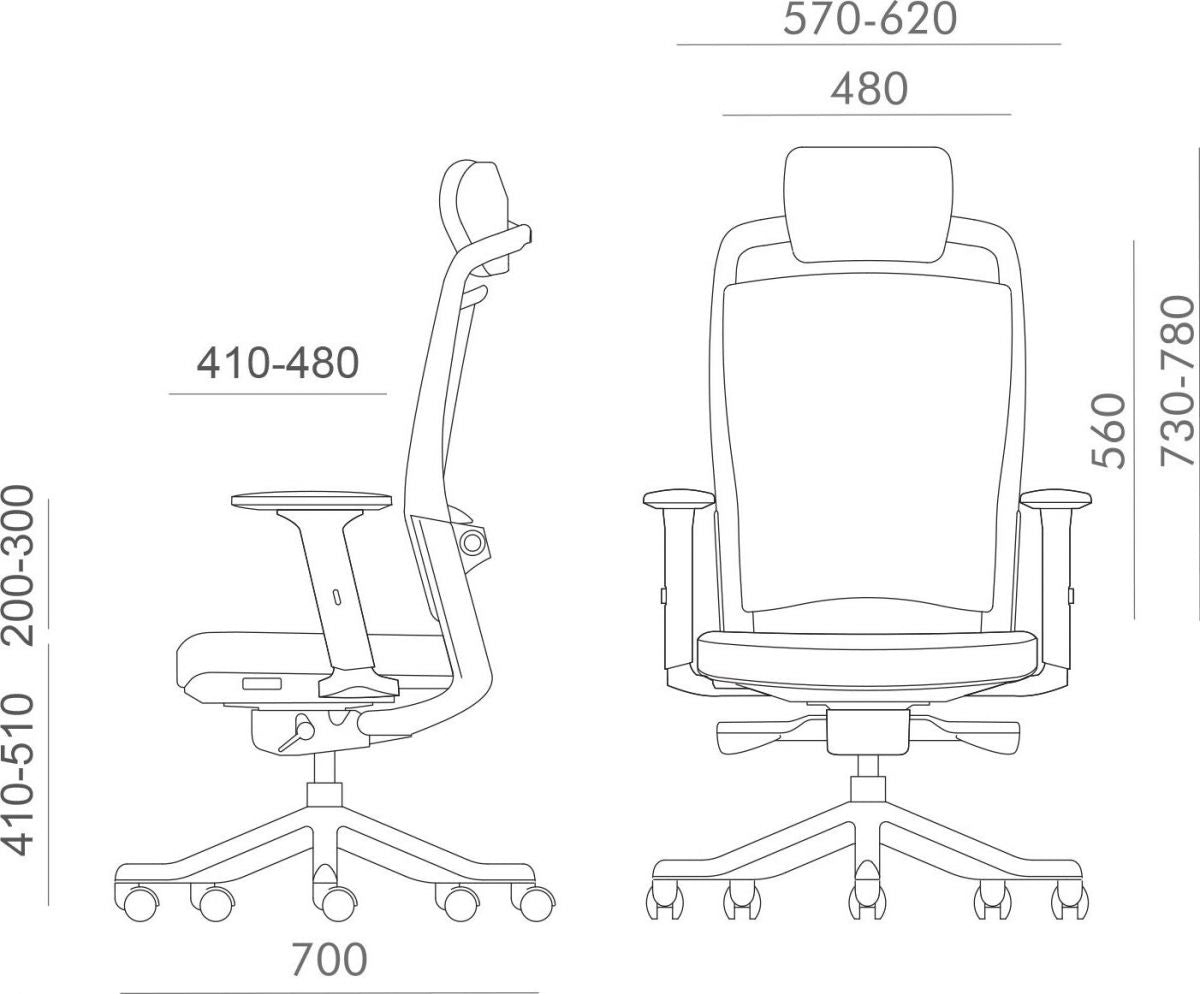 Office Chair Fulkrum | size: Width: 62cm, Height: 129cm, Depth: 70cm | color: Black/Grey | image: 2 | variant: 1005257