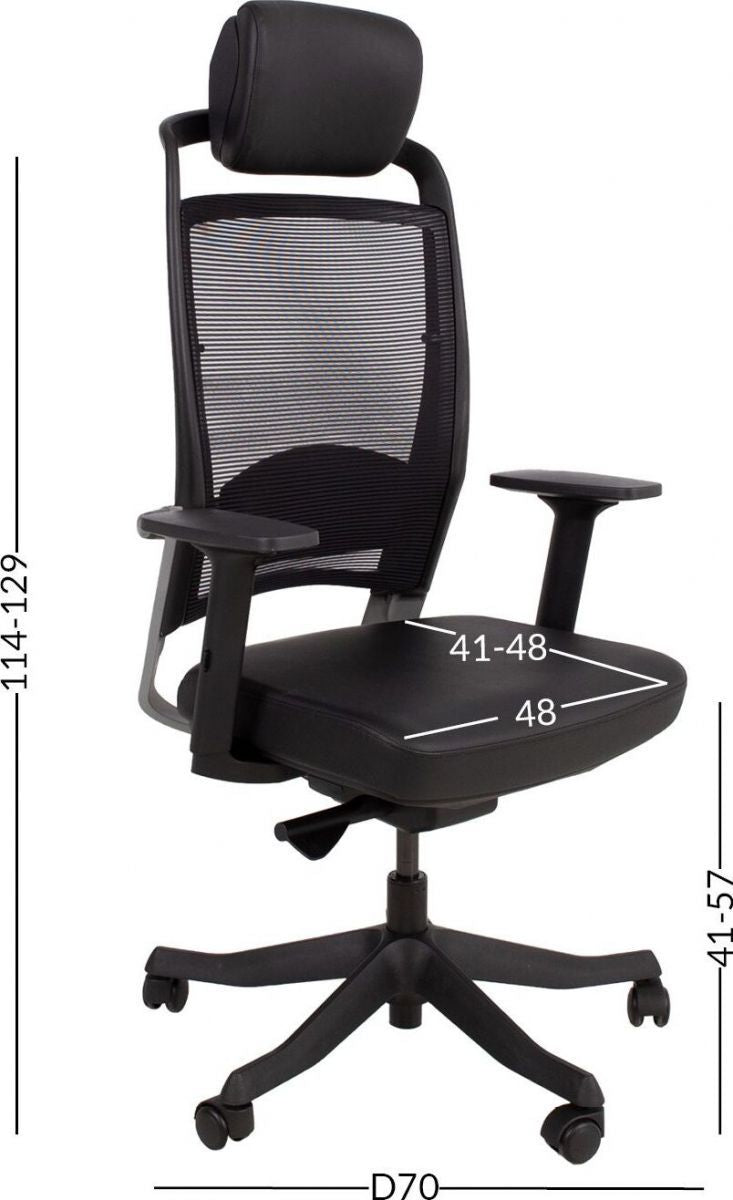 Office Chair Fulkrum | size: Width: 62cm, Height: 129cm, Depth: 70cm | color: Black | image: 9 | variant: 1005258