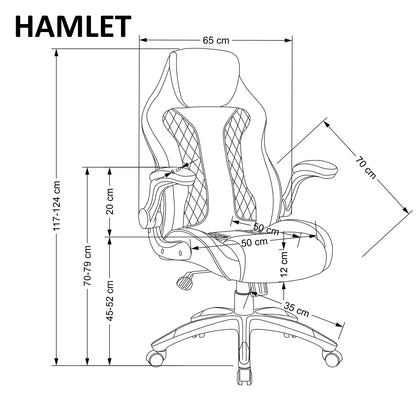 Office Chair Hamlet | size: Width: 65cm, Height: 117cm, Depth: 70cm | color: Black/Grey | image: 2 | variant: 1014092