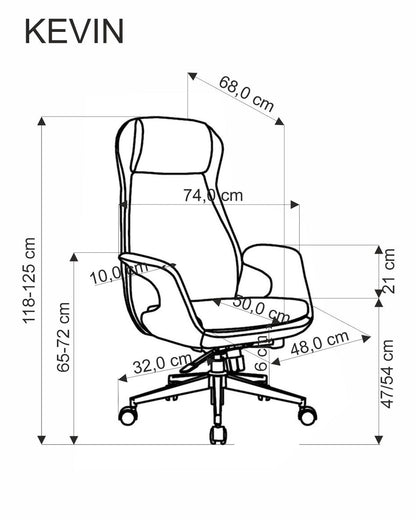 Office Chair Kevin | size: Width: 74cm, Height: 14cm, Depth: 68cm | color: Gray | image: 1 | variant: 1017828