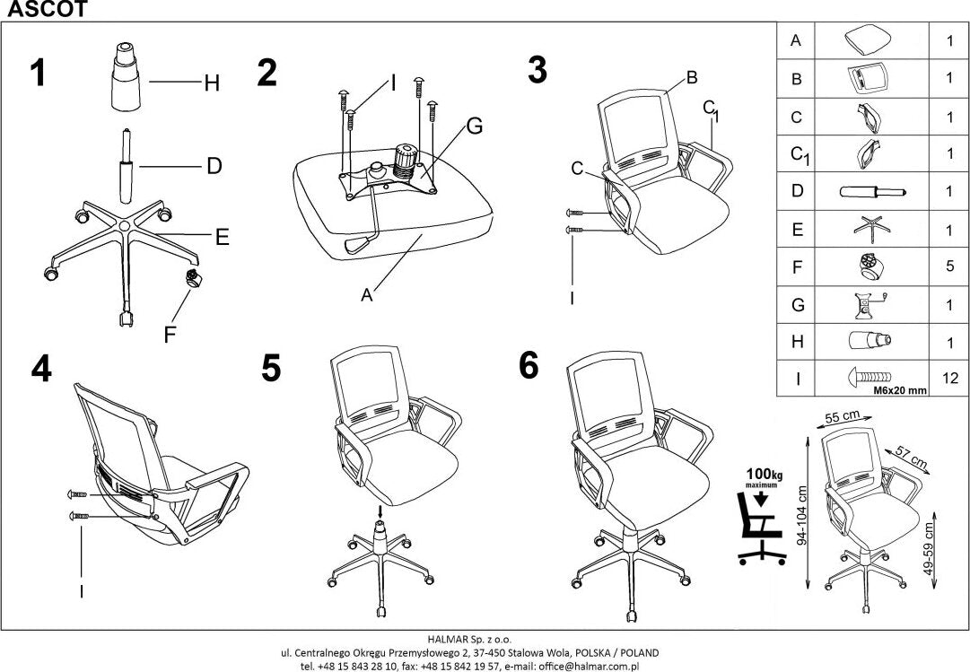 Office Chair Kirkwall | size: Width: 55cm, Height: 104cm, Depth: 57cm | color: Black | image: 3 | variant: 1007101