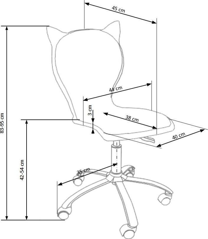 Office Chair Kitty 2 | size: Width: 40cm, Height: 95cm, Depth: 45cm | color: Pink | image: 2 | variant: 1011541