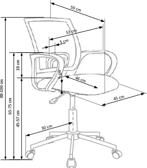 Office Chair Lecco | size: Width: 53cm, Height: 100cm, Depth: 59cm | color: Multicolored | image: 3 | variant: 1002912