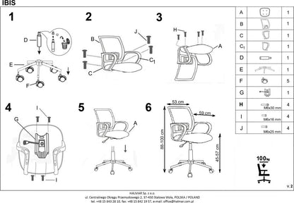 Office Chair Lecco | size: Width: 53cm, Height: 100cm, Depth: 59cm | color: Multicolored | image: 4 | variant: 1002912