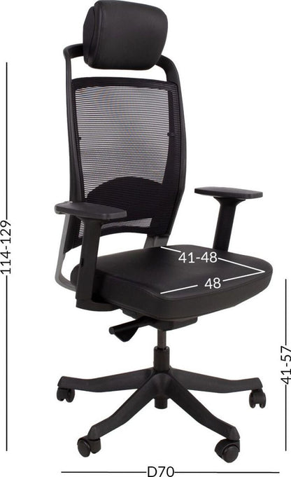 Office Chair Llangollen | size: Width: 62cm, Height: 129cm, Depth: 70cm | color: Black | image: 9 | variant: 1001175