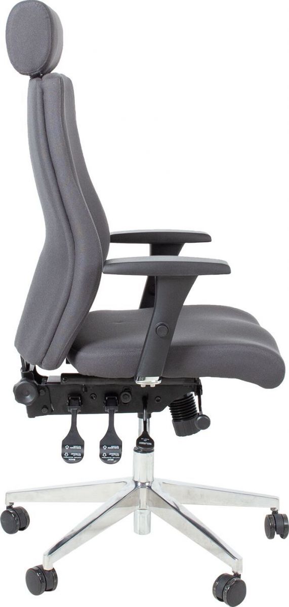 Office Chair Llanidloes | size: Width: 60cm, Height: 114-123cm, Depth: 70cm | color: Gray | image: 3 | variant: 1001237