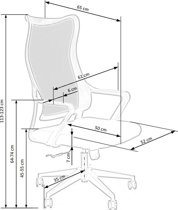 Office Chair Loreto | size: Width: 61cm, Height: 123cm, Depth: 65cm | color: Black | image: 7 | variant: 1005130